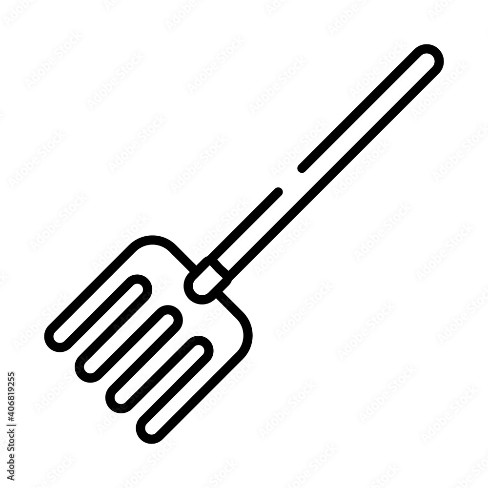rake harvest tool icon, half line style rake harvest tool icon, half line style