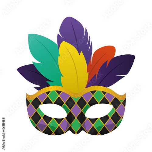 Mardi gras black mask with feathers vector design