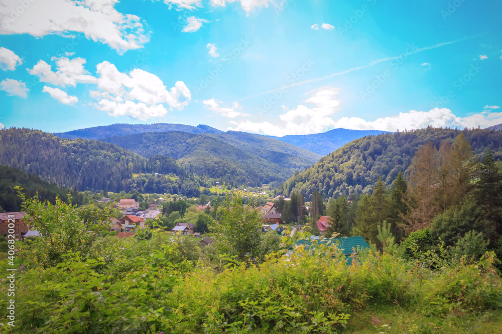 Fototapeta premium Village in the mountains
