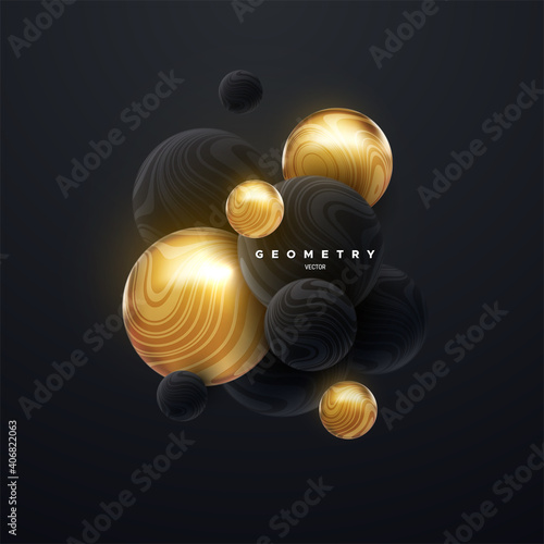 Abstract background with 3d spheres cluster.
