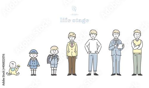 男性のライフステージのイラスト