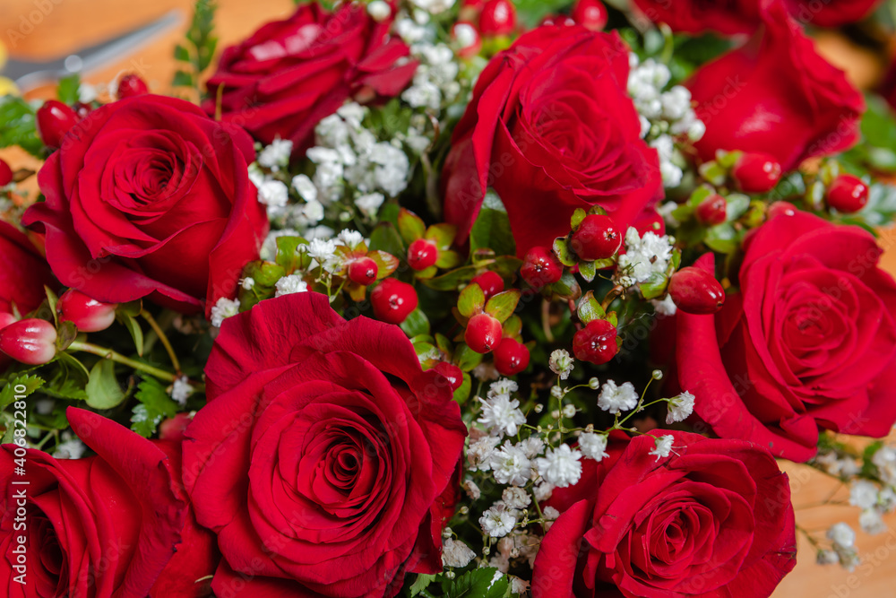 Fototapeta premium Close up of red rose background.