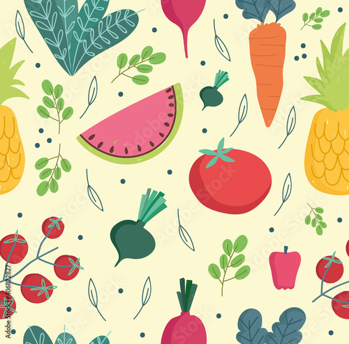 food seamless pattern fresh vegetables and fruits ingredients cooking