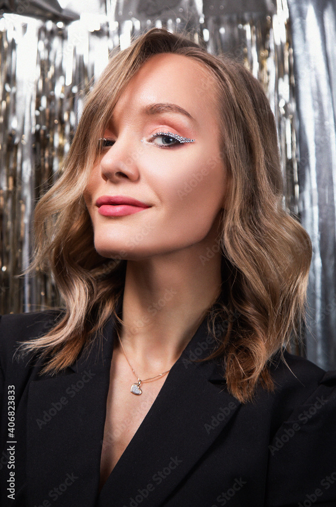 Portrait of a girl with New Year's makeup Portrait of a girl with New Year's makeup