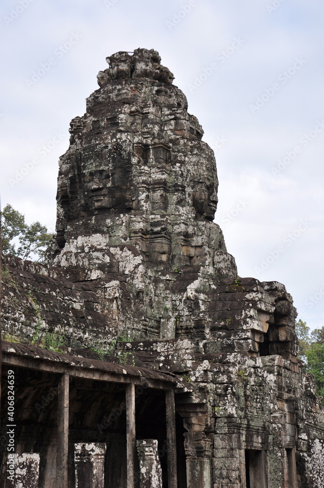 Vertical view of the temples and ruins at Angkor Wat Vertical view of the temples and ruins at Angkor Wat
