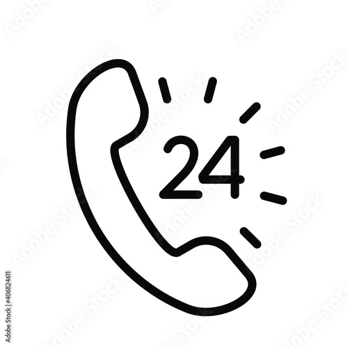 24 hour support call center icon. Steady available services. Twenty four hour everyday. Can use for service advertising. 24 7 icon. open 24 hours a day and 7 days a week icons 24 on 7