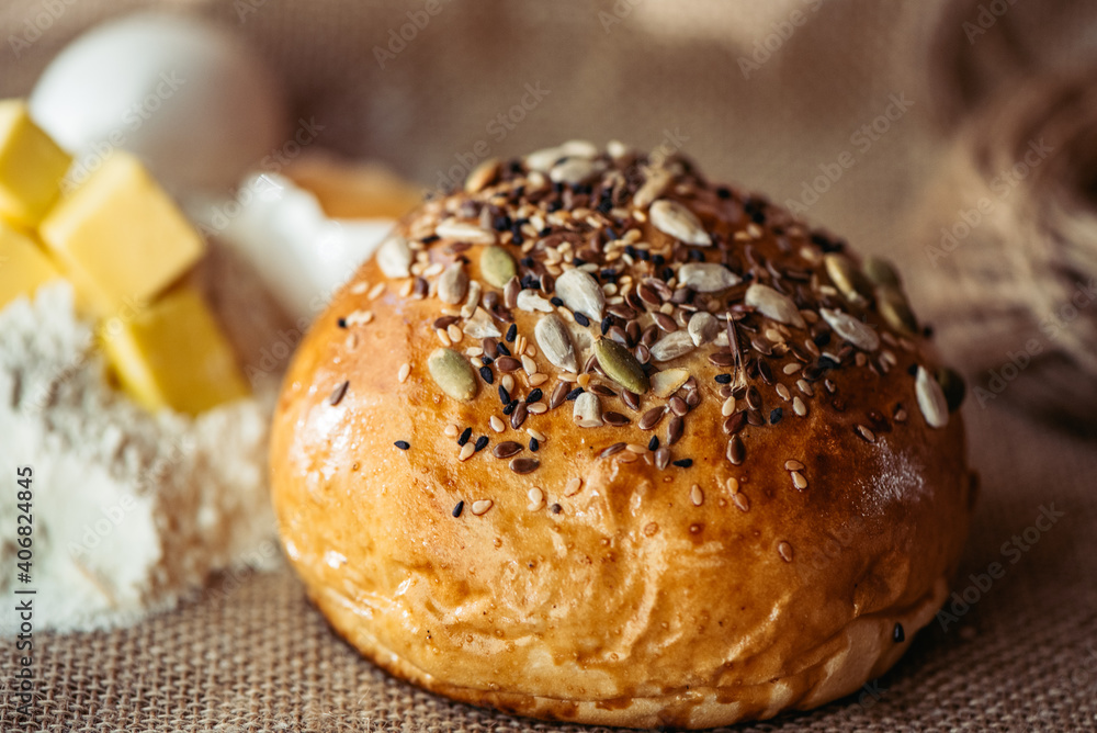 bun with sesame seeds bun with sesame seeds