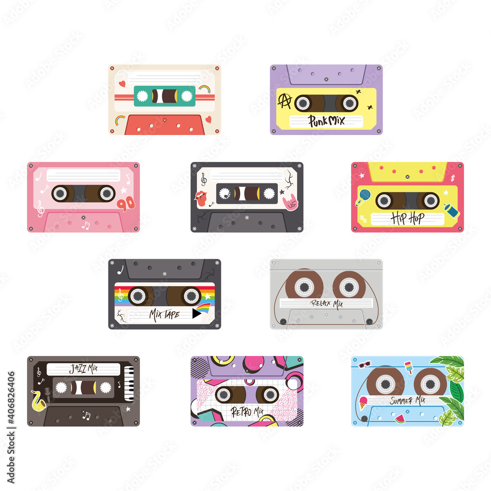 Obraz premium retro cassettes icon group vector design