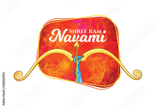 Ram Navami vector illustration religious holiday india. Shree Ram Navami , bow and arrow Lord Rama. Festive creative background design  Ram Navami
