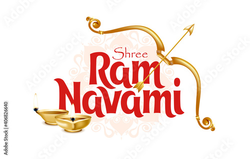 Ram Navami vector illustration religious holiday india. Shree Ram Navami , bow and arrow Lord Rama. Festive creative background design  Ram Navami