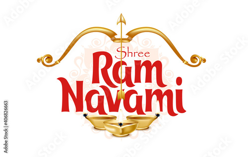 Ram Navami vector illustration religious holiday india. Shree Ram Navami , bow and arrow Lord Rama. Festive creative background design  Ram Navami