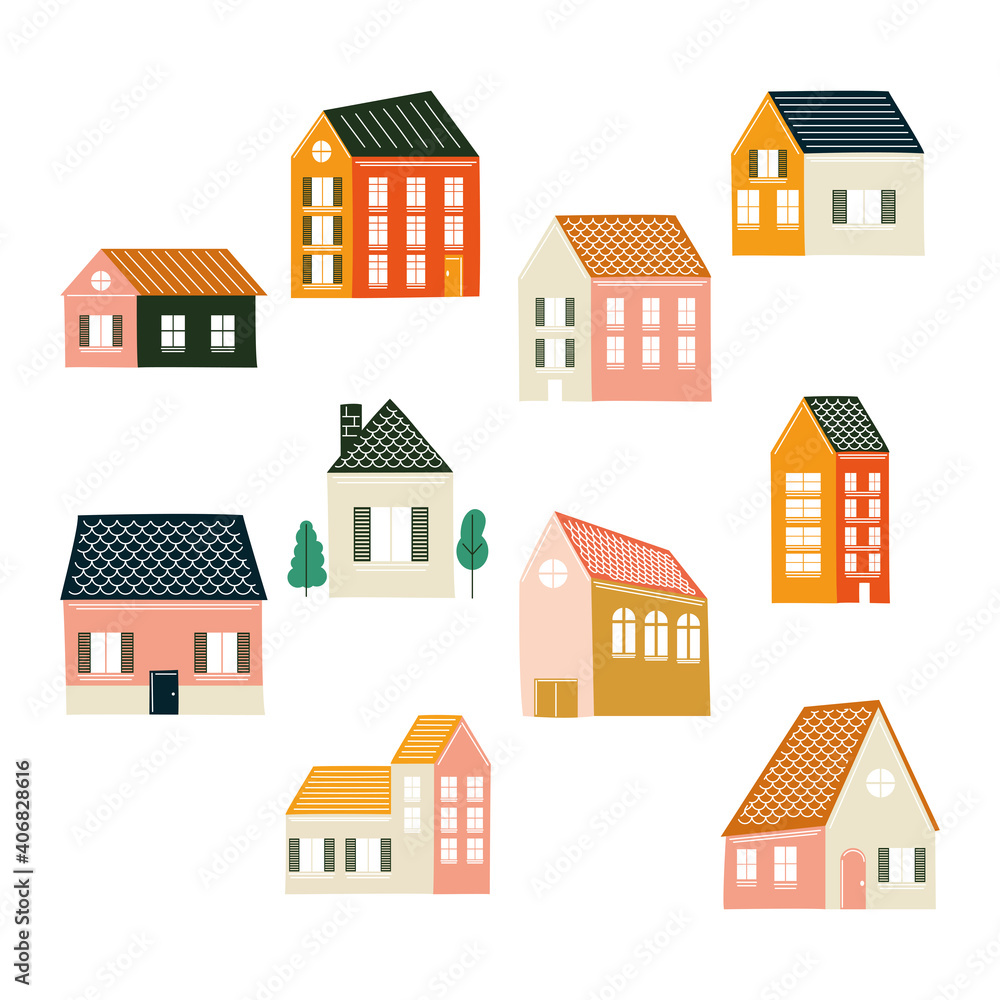 houses icon bundle vector design