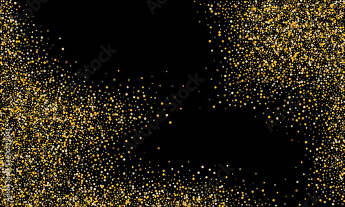 Wallpaper Mural Gold glitter confetti on a black background. Shiny particles scattered, sand. Decorative element. Luxury background for your design, cards, invitations, vector Torontodigital.ca