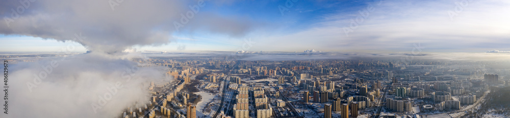Moscow on a frosty winter day under the 