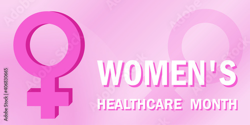 Banner for the national month of female health with the symbol of femininity of the Venus mirror and text, concept of a healthy lifestyle.