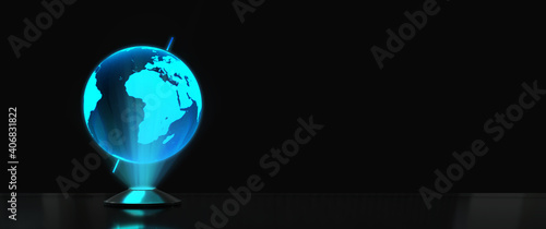 globe terrestre en hologramme - rendu 3D