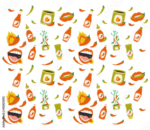 Hot chili pepper sauces icons background vector design