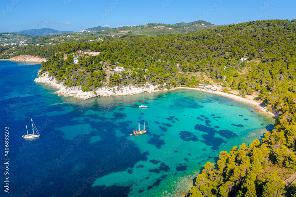 Amazing beach of Milia in Alonnisos island, Sporades, Greece.
