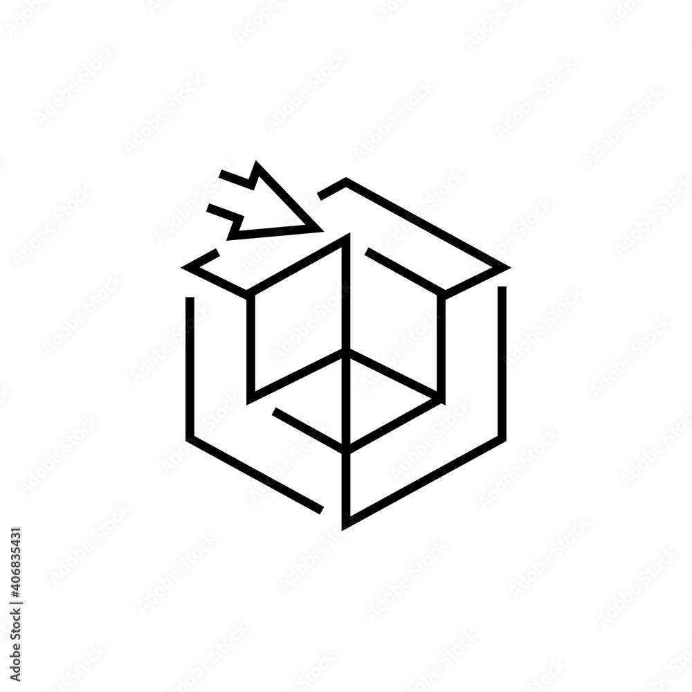 3d cube icon. Perspective figure sign. Geometric model vector illustration. 3d cube icon. Perspective figure sign. Geometric model vector illustration.