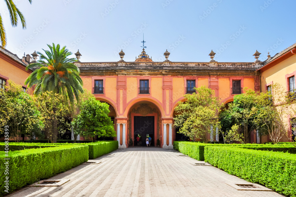 Seville Alcazar gardens in Andalusia, Spain
