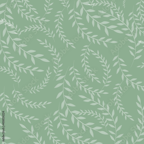 Vector illustration of leaves seamless pattern. Floral organic background. Hand drawn leaf texture