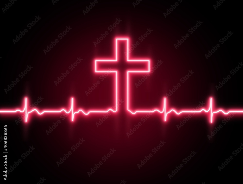 Cross of God ,Lord Jesus Christ. Heartbeat line icon. Heart rhythm.ECG. Cardiogram.Faith.Christian banner design.Red pink neon light effect on black background.Health.Normal cardio .Church. Wallpaper. Cross of God ,Lord Jesus Christ. Heartbeat line icon. Heart rhythm.ECG. Cardiogram.Faith.Christian banner design.Red pink neon light effect on black background.Health.Normal cardio .Church. Wallpaper.