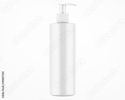 White Soap Matte Bottle Mockup - 3D Illustration Isolated on White, Front View