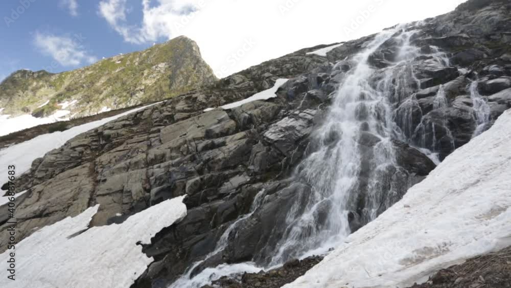 Beautiful landscape with a waterfall in the mountains of the Central Caucasus
Beautiful landscape with a waterfall in the mountains of the Central Caucasus