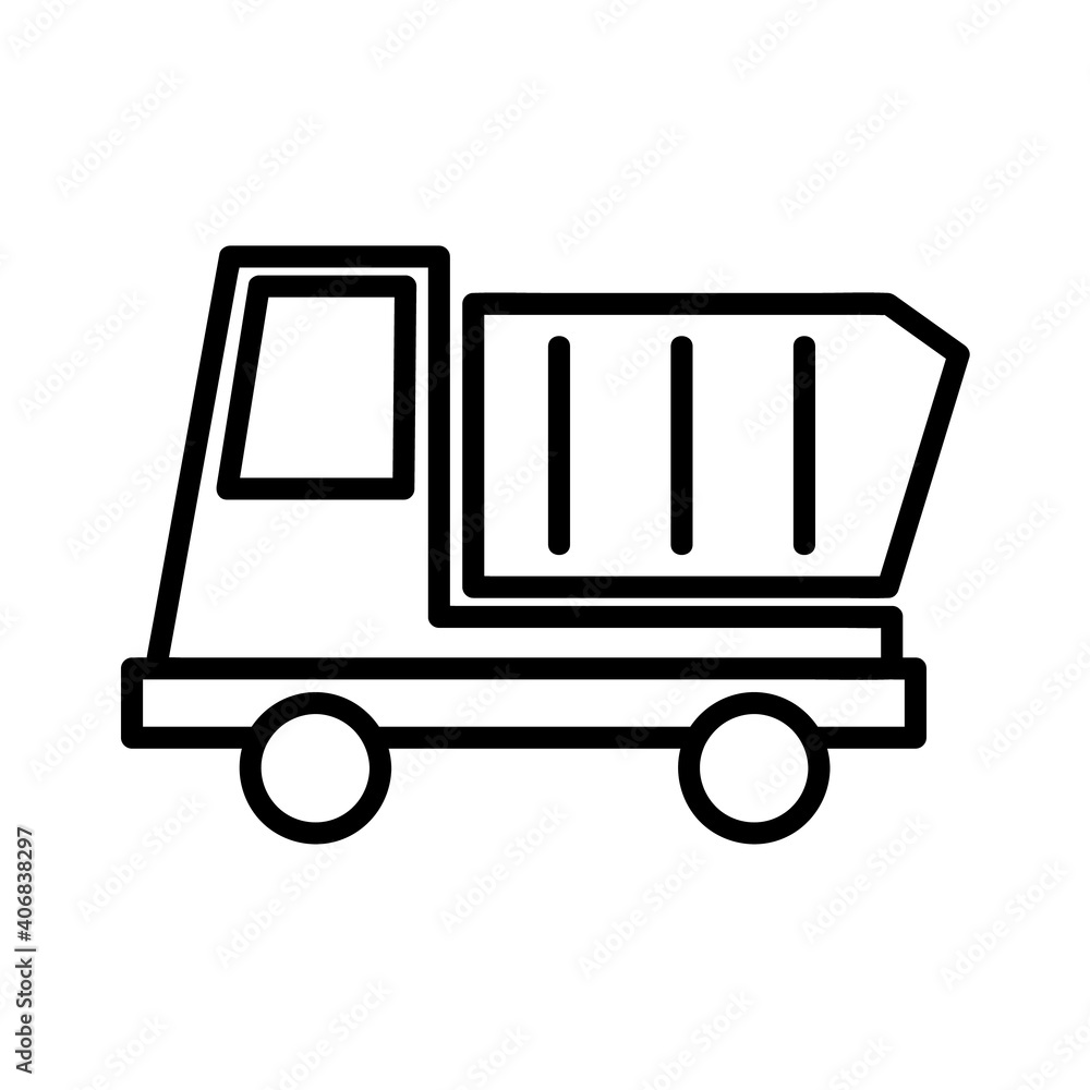 Industrial truck flat icon. Pictogram for web. Line stroke. Isolated on white background. Vector eps10