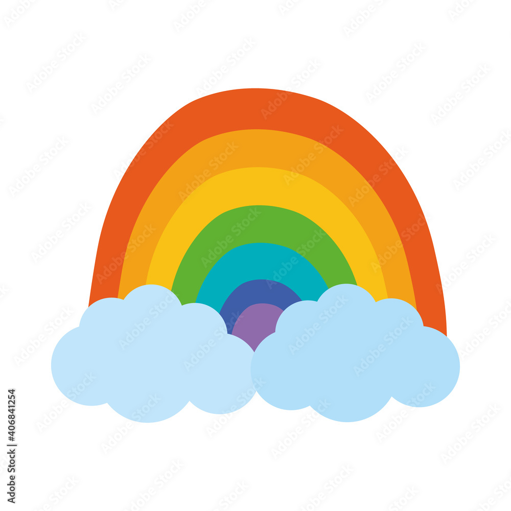 rainbow and clouds hand draw icon, colorful design rainbow and clouds hand draw icon, colorful design