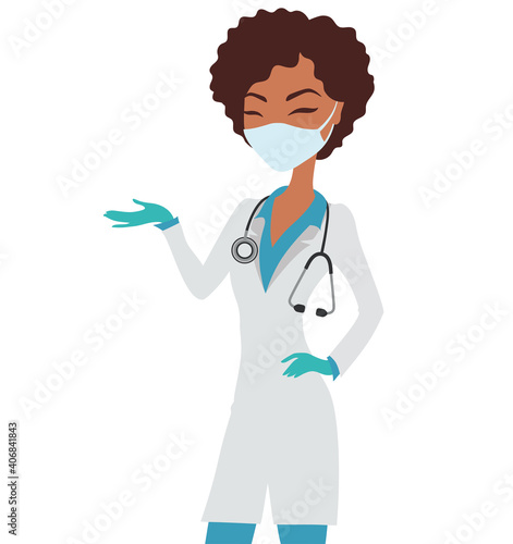Nurse wearing a mask and a stethoscope.