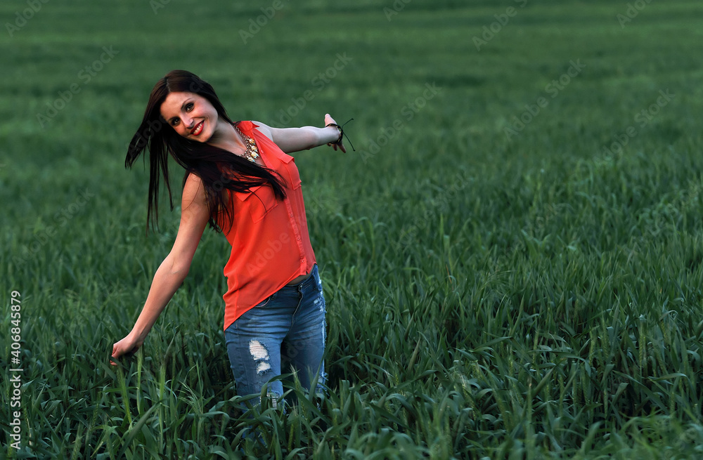 Young brunette beautiful girl enjoying the spring time Young brunette beautiful girl enjoying the spring time