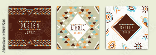 Tribal art card illustration set ethnic doodle bundle