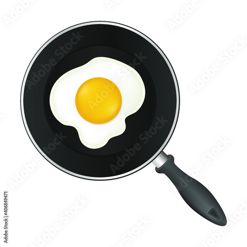 Cooking Pan Emoji Vector Design. Egg Food Art Illustration. Breakfast Restaurant Traditional Product Clipart.