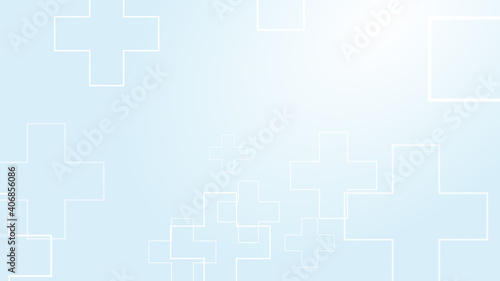 Abstract medical white blue cross pattern background. © Papapig