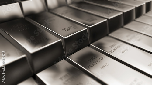 Realistic platinum ingots abstract background for finance 3d rendering