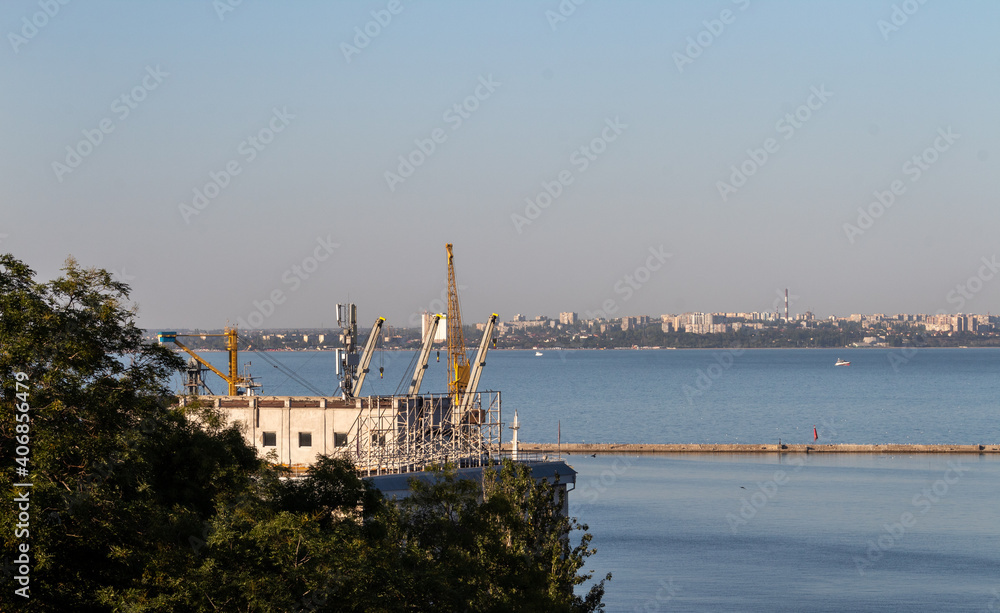 near the Black Sea in Odessa, Port coast