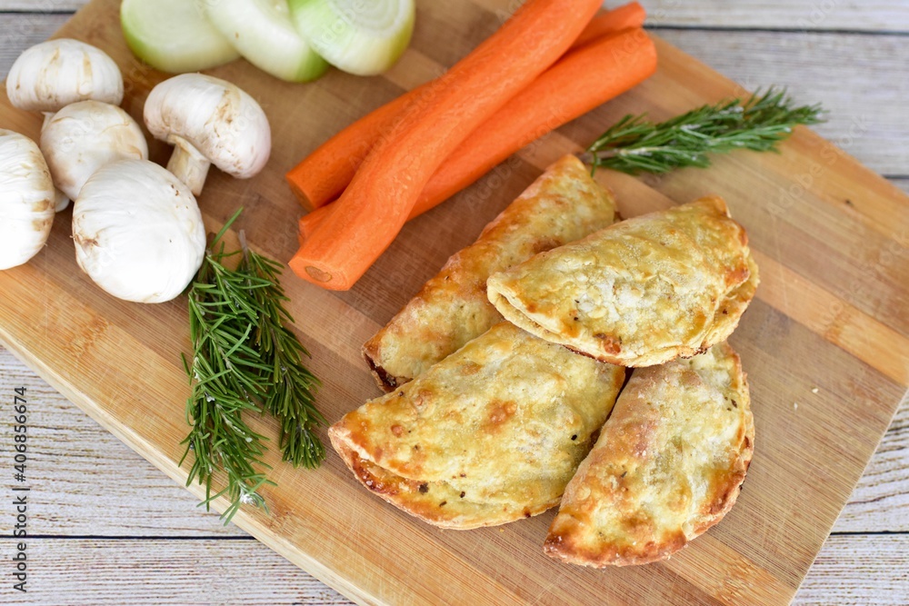 Farmer's market meat pies with fresh organic ingredients for display and ready to eat for tasty traditional ethnic lunch Farmer's market meat pies with fresh organic ingredients for display and ready to eat for tasty traditional ethnic lunch