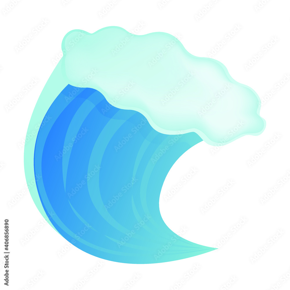 Weather Wave of Water Emoji Symbol. Beach and Sea Day Symbol. Ocean