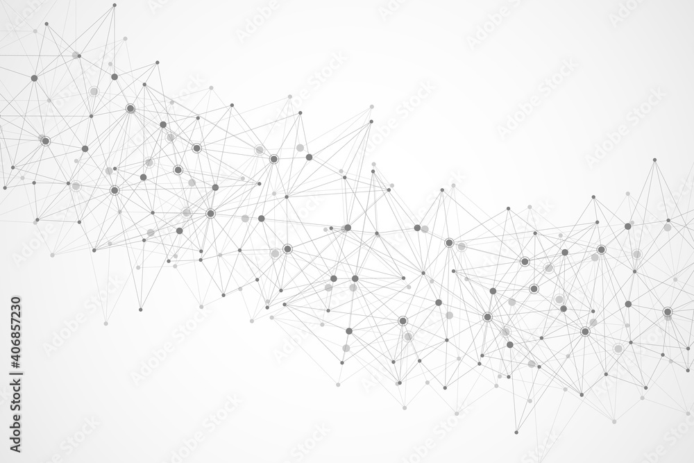 Abstract polygonal background with connected lines and dots. Minimalistic geometric pattern. Molecule structure and communication. Graphic plexus background. Science, medicine, technology concept. Abstract polygonal background with connected lines and dots. Minimalistic geometric pattern. Molecule structure and communication. Graphic plexus background. Science, medicine, technology concept.