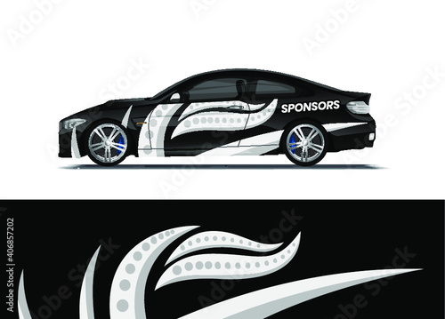 Car decal wrap design vector. Abstract background for vehicle vinyl wrap. Background abstract stripe racing sport graphic designs kit for race car, rally, vehicle, livery and adventure