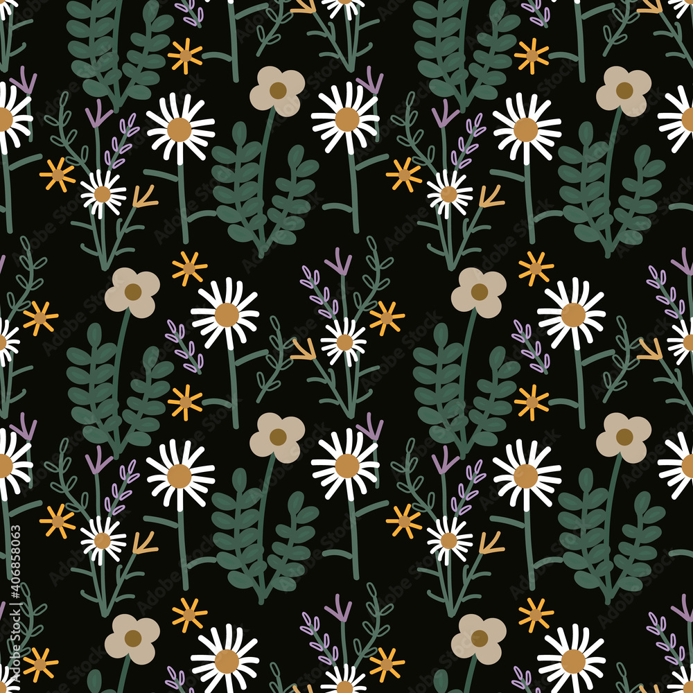 wild Flower ilustration seamless pattern.Great for textile,fabric,wrapping paper,any Print.vector,eps10. wild Flower ilustration seamless pattern.Great for textile,fabric,wrapping paper,any Print.vector,eps10.
