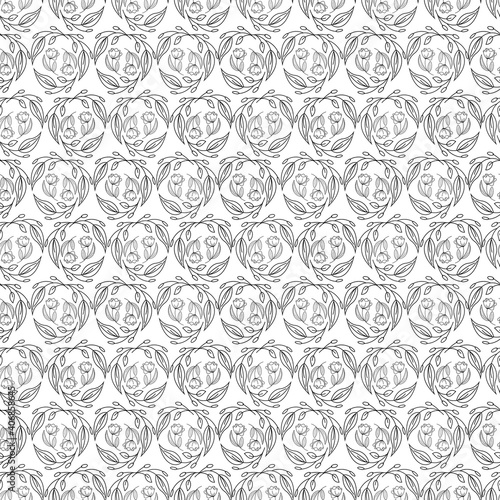 A seamless pattern with floral elements for apparel  stationery  textiles  fabric  wrapping paper. A flat  illustration. 