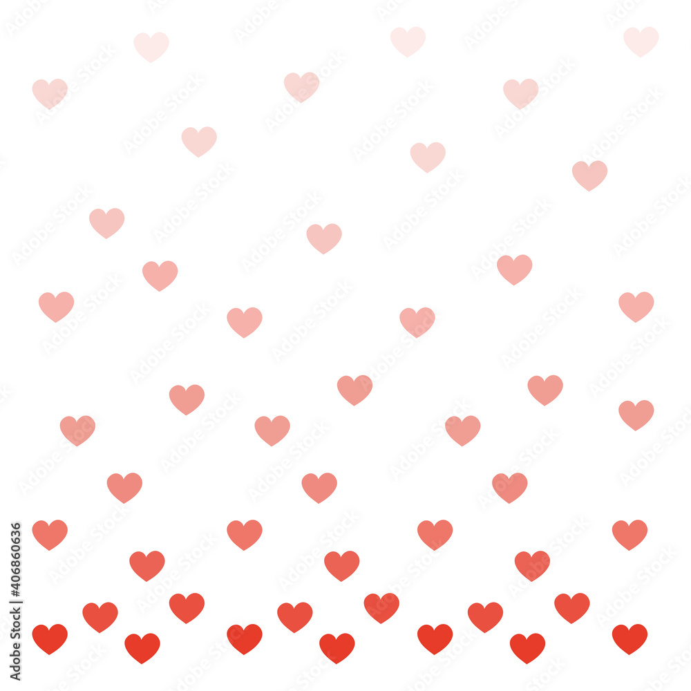 Vector seamless pattern. Valentine pattern. Red and pink hearts on white. Doodle handmade hearts.
