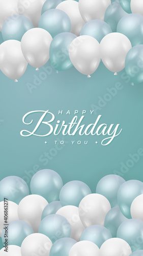 Canvas Print birthday card using green tosca color, happy birthday background design