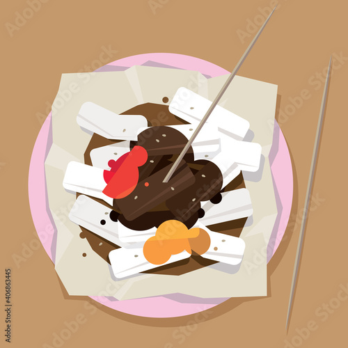 Graphic illustration of a legendary Hong Kong street food - Rice noodle rolls
