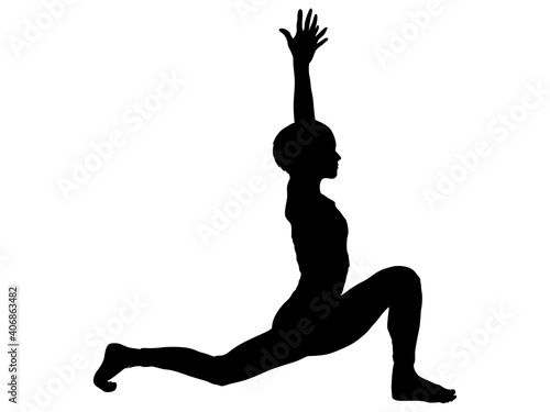 三日月のポーズをする女性シルエット