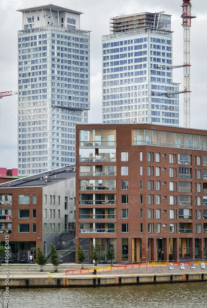 View of modern building development in Helsinki.