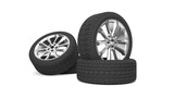 Sports car tires, isolated on white background. Three-dimensional illustration