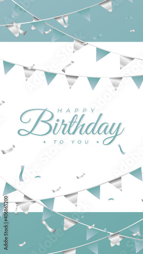 birthday celebration background . happy birthday background design . modern birthday card using green tosca color